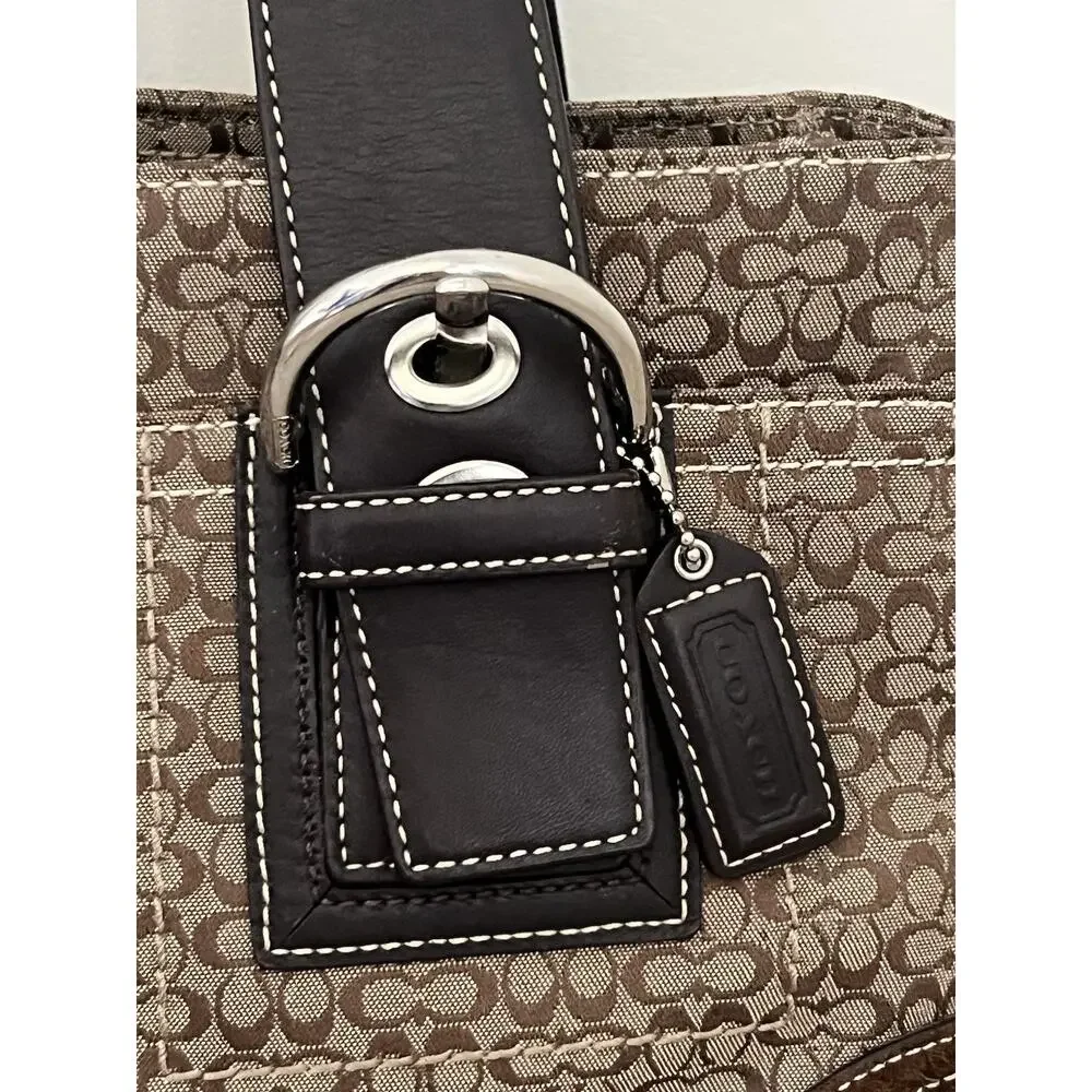 Coach Y2K Soho Signature C Canvas & Suede Leather Brown Satchel Purse Bag F10927